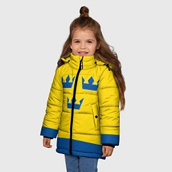 Куртка зимняя для девочки Сборная Швеции: домашняя форма, цвет: 3D-светло-серый — фото 2