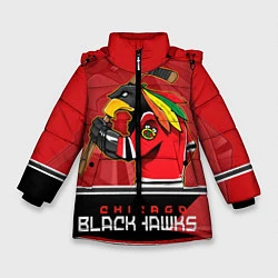 Куртка зимняя для девочки Chicago Blackhawks, цвет: 3D-черный