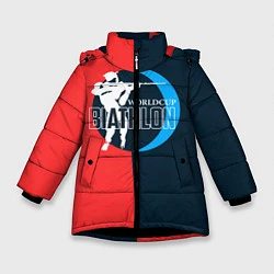 Куртка зимняя для девочки Biathlon worldcup, цвет: 3D-черный