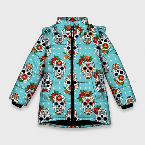Зимняя куртка для девочки Узор Черепа Чикано / 3D-Черный – фото 1
