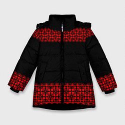 Зимняя куртка для девочки Славянский орнамент (на чёрном)