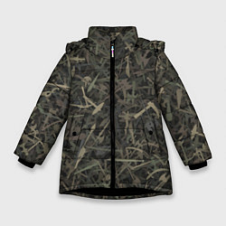 Куртка зимняя для девочки Камуфляж с холодным оружием, цвет: 3D-черный