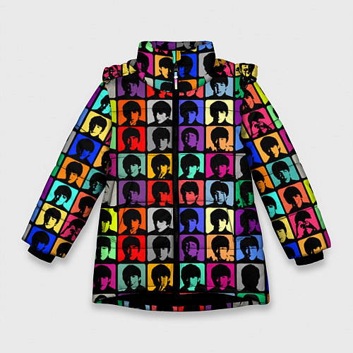 Зимняя куртка для девочки The Beatles: pop-art / 3D-Черный – фото 1