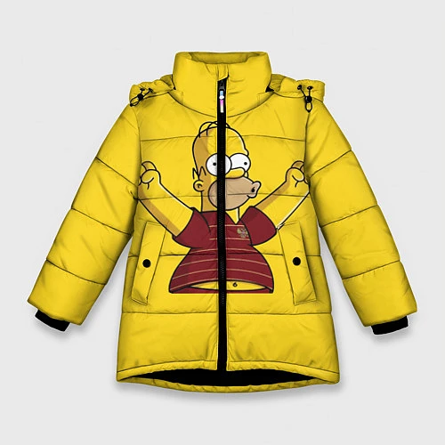 Зимняя куртка для девочки Гомер-болельщик / 3D-Черный – фото 1