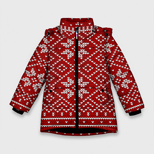 Зимняя куртка для девочки Зимний орнамент / 3D-Черный – фото 1