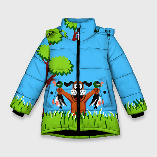 Зимняя куртка для девочки Утиная охота / 3D-Черный – фото 1