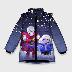Куртка зимняя для девочки Sans & Papyrus, цвет: 3D-черный