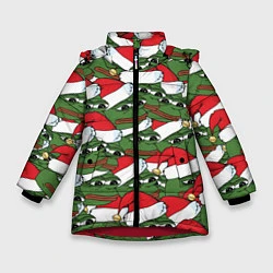 Куртка зимняя для девочки Sad frog new year, цвет: 3D-красный