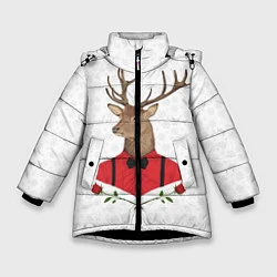 Куртка зимняя для девочки Christmas Deer, цвет: 3D-черный