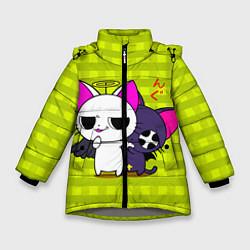 Куртка зимняя для девочки Аниме котики, цвет: 3D-светло-серый