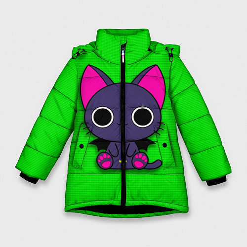 Зимняя куртка для девочки Аниме киса / 3D-Черный – фото 1