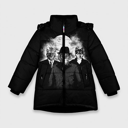 Зимняя куртка для девочки Элитные звери / 3D-Черный – фото 1