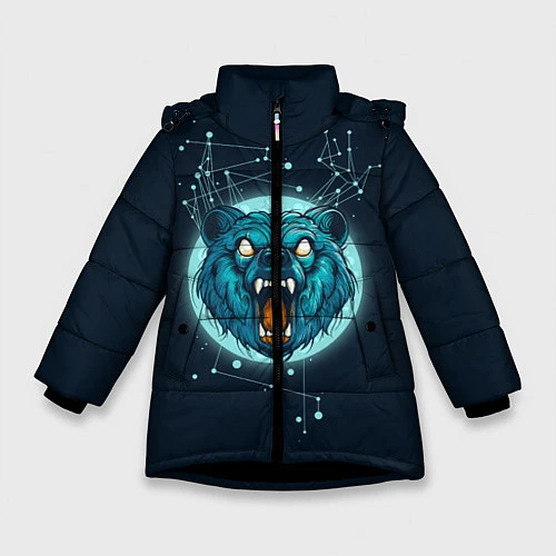 Зимняя куртка для девочки Космический медведь / 3D-Черный – фото 1