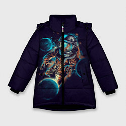 Куртка зимняя для девочки Космический удар, цвет: 3D-черный