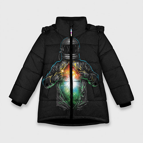Зимняя куртка для девочки Космос внутри / 3D-Черный – фото 1