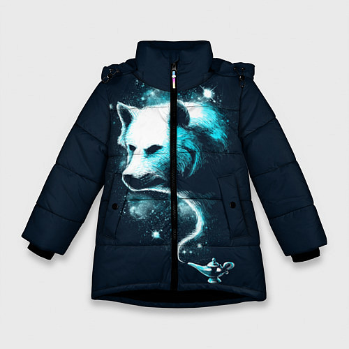 Зимняя куртка для девочки Галактический волк / 3D-Черный – фото 1