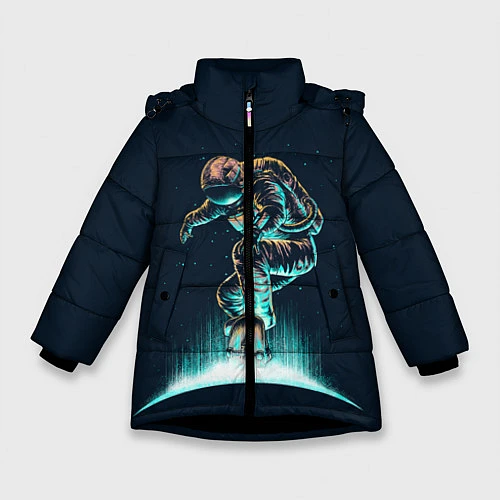 Зимняя куртка для девочки Планетарный скейтбординг / 3D-Черный – фото 1