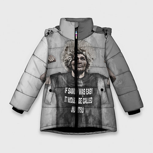 Зимняя куртка для девочки Нурмагомедов Хабиб / 3D-Черный – фото 1