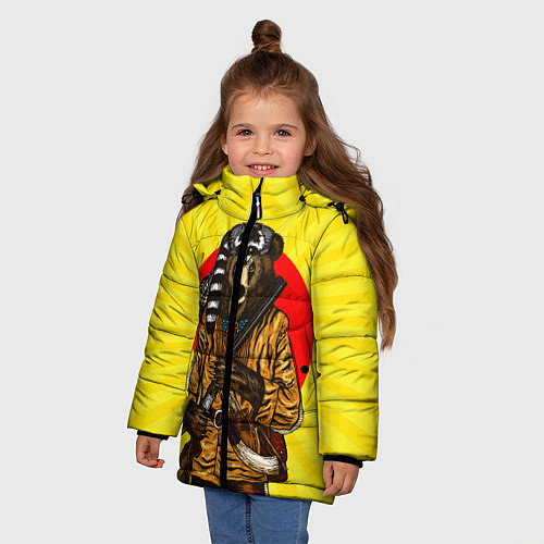 Зимняя куртка для девочки Медведь охотник / 3D-Светло-серый – фото 3