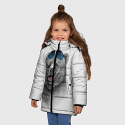 Куртка зимняя для девочки Счастливый медведь, цвет: 3D-черный — фото 2