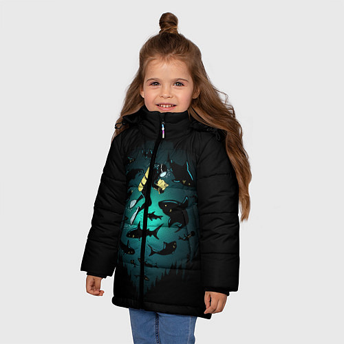 Зимняя куртка для девочки Подводный мир / 3D-Красный – фото 3