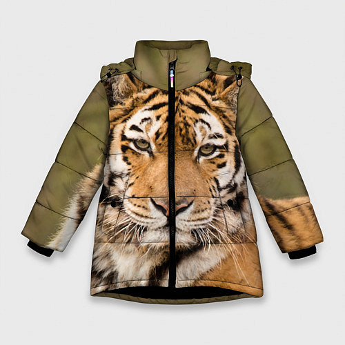 Зимняя куртка для девочки Милый тигр / 3D-Черный – фото 1