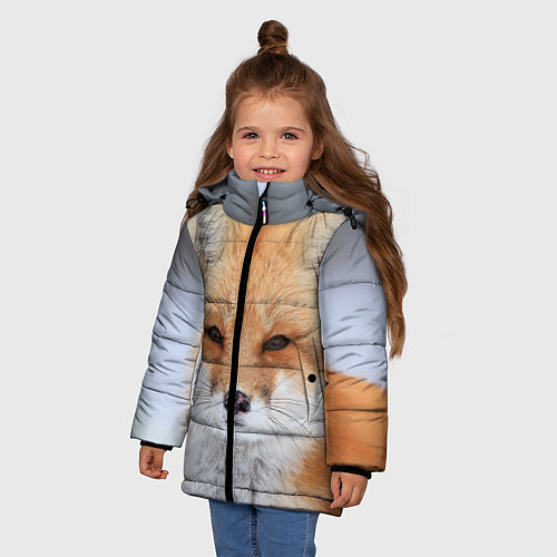 Зимняя куртка для девочки Хитрая лиса / 3D-Красный – фото 3
