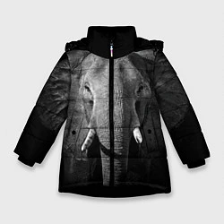Куртка зимняя для девочки Взгляд слона, цвет: 3D-черный