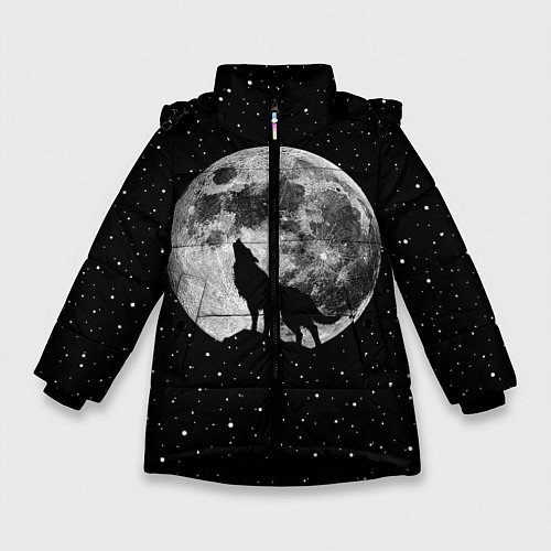 Зимняя куртка для девочки Лунный волк / 3D-Черный – фото 1