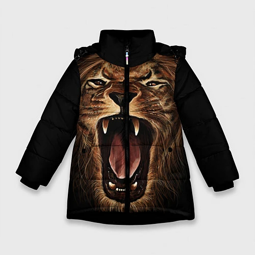 Зимняя куртка для девочки Львиный рык / 3D-Черный – фото 1