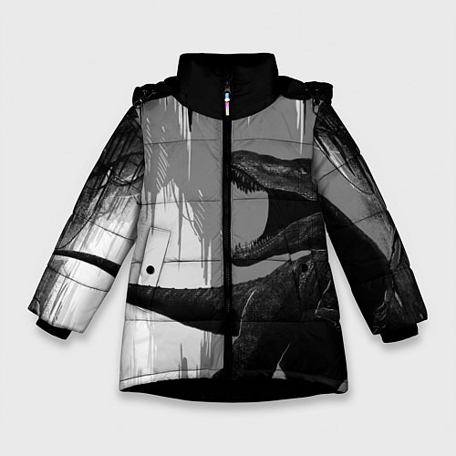 Зимняя куртка для девочки Пещера динозавра / 3D-Черный – фото 1