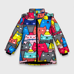 Куртка зимняя для девочки Отряд котиков, цвет: 3D-черный