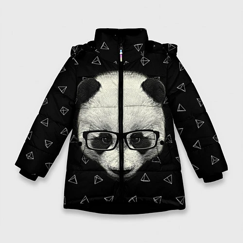 Зимняя куртка для девочки Умная панда / 3D-Черный – фото 1