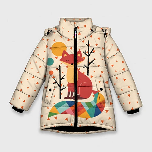 Зимняя куртка для девочки Осенняя лисичка / 3D-Черный – фото 1