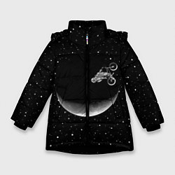Куртка зимняя для девочки Астронавт байкер, цвет: 3D-черный