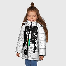 Куртка зимняя для девочки Единорог астронавт, цвет: 3D-черный — фото 2