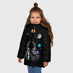 Куртка зимняя для девочки Космический жонглер, цвет: 3D-светло-серый — фото 2