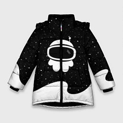Куртка зимняя для девочки Маленький космонавт, цвет: 3D-черный