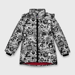 Куртка зимняя для девочки Стикербомбинг, цвет: 3D-красный