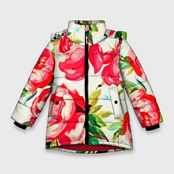 Куртка зимняя для девочки Пиончики, цвет: 3D-красный
