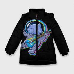 Куртка зимняя для девочки Космокот, цвет: 3D-черный
