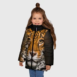 Куртка зимняя для девочки Взгляд ягуара, цвет: 3D-черный — фото 2
