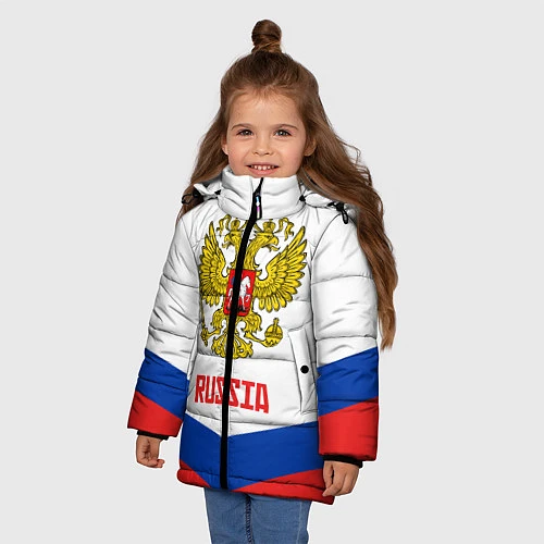 Зимняя куртка для девочки Russia Hockey Team / 3D-Красный – фото 3