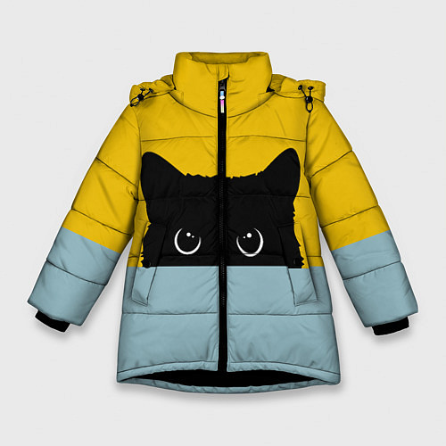 Зимняя куртка для девочки Черная кошка / 3D-Черный – фото 1