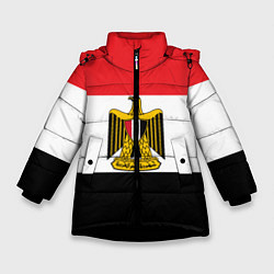 Куртка зимняя для девочки Флаг и герб Египта, цвет: 3D-черный