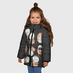 Куртка зимняя для девочки Космические котики, цвет: 3D-светло-серый — фото 2