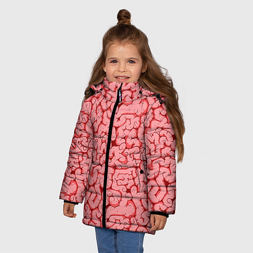 Зимняя куртка для девочки Мозг / 3D-Красный – фото 3