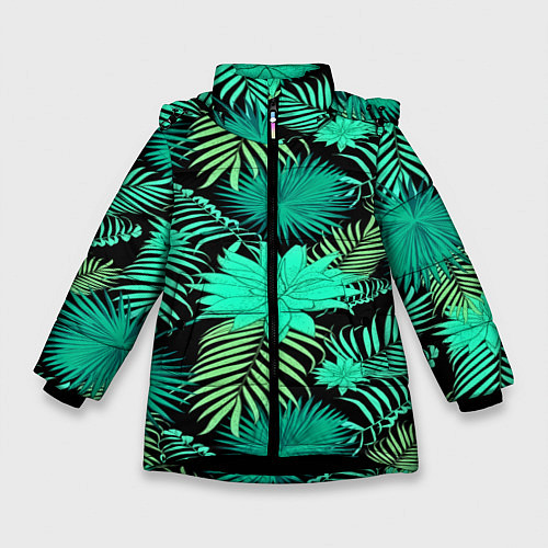 Зимняя куртка для девочки Tropical pattern / 3D-Черный – фото 1