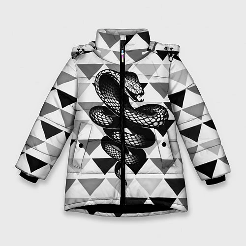 Зимняя куртка для девочки Snake Geometric / 3D-Черный – фото 1