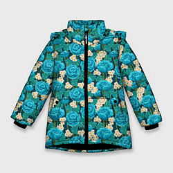 Зимняя куртка для девочки Голубые розы